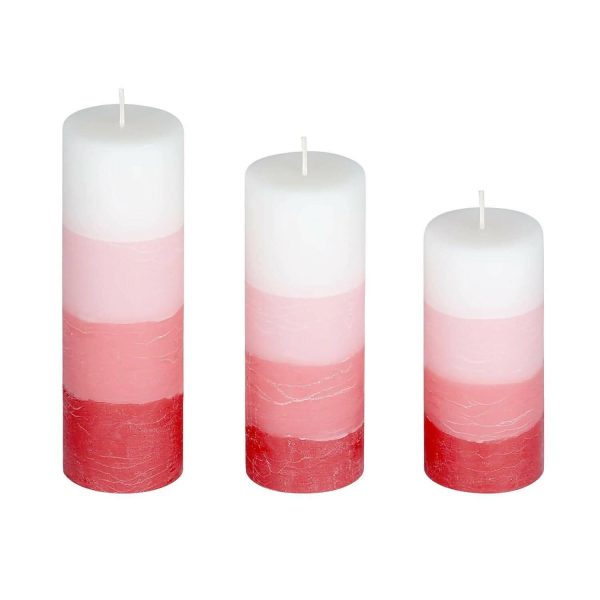 PROSPERRO LUMO by Parkash Candle Set of 3 Fragrance Pillar Candles Shade Finish (RED - Rose) Sale