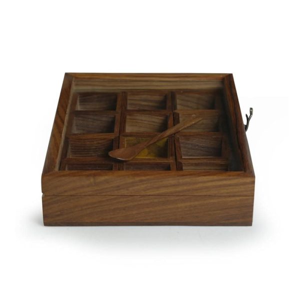 Wooden Spice Box with 12 Containers (Rectangle Shape) Fashion