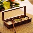 Wooden Spice Box with 3 Compartments (Rectangular Shape) Online now